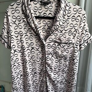 Kate Spade light Pink with Black Bow Print Pajama Set